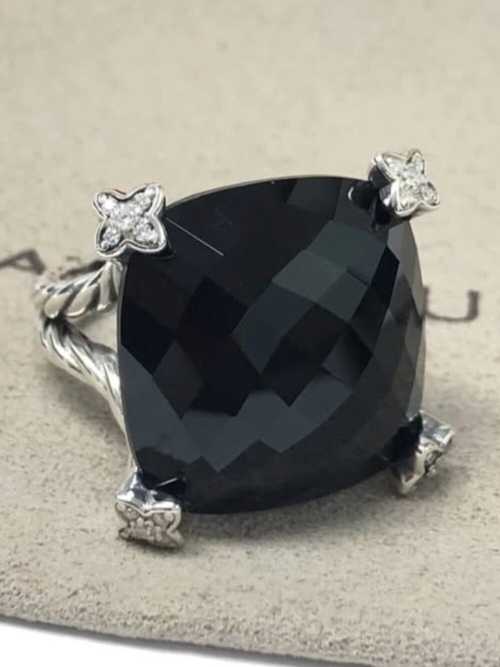 David Yurman Black Onyx Albion Ring – Size 7 (Sterling Silver 925)